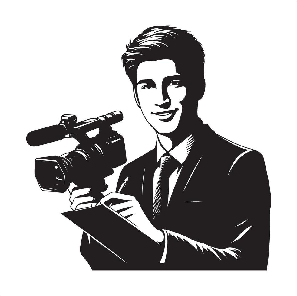 Press Conference Reporter Silhouette for News Projects vector