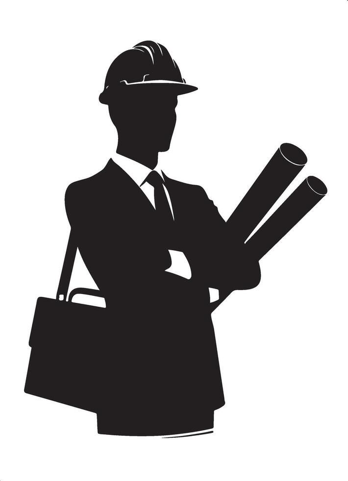 Architect Design Silhouette for Building Projects vector