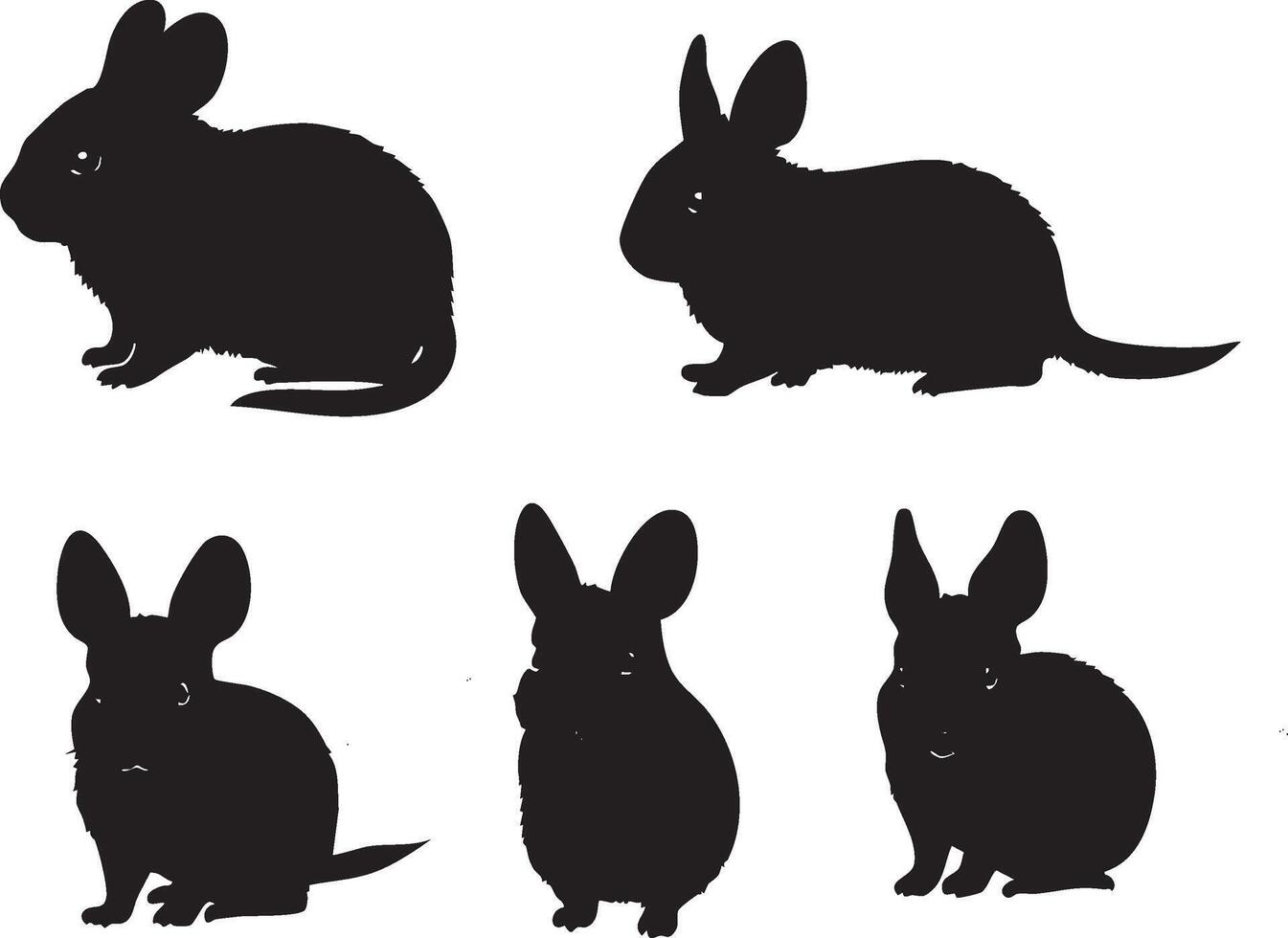 Chinchilla Sitting Silhouette for Peaceful and Calm Animal Art vector
