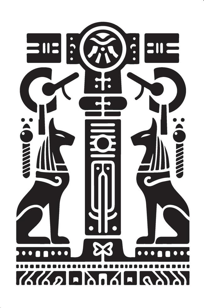 Silhouette of a Sacred Egyptian Totem with Hieroglyphs vector