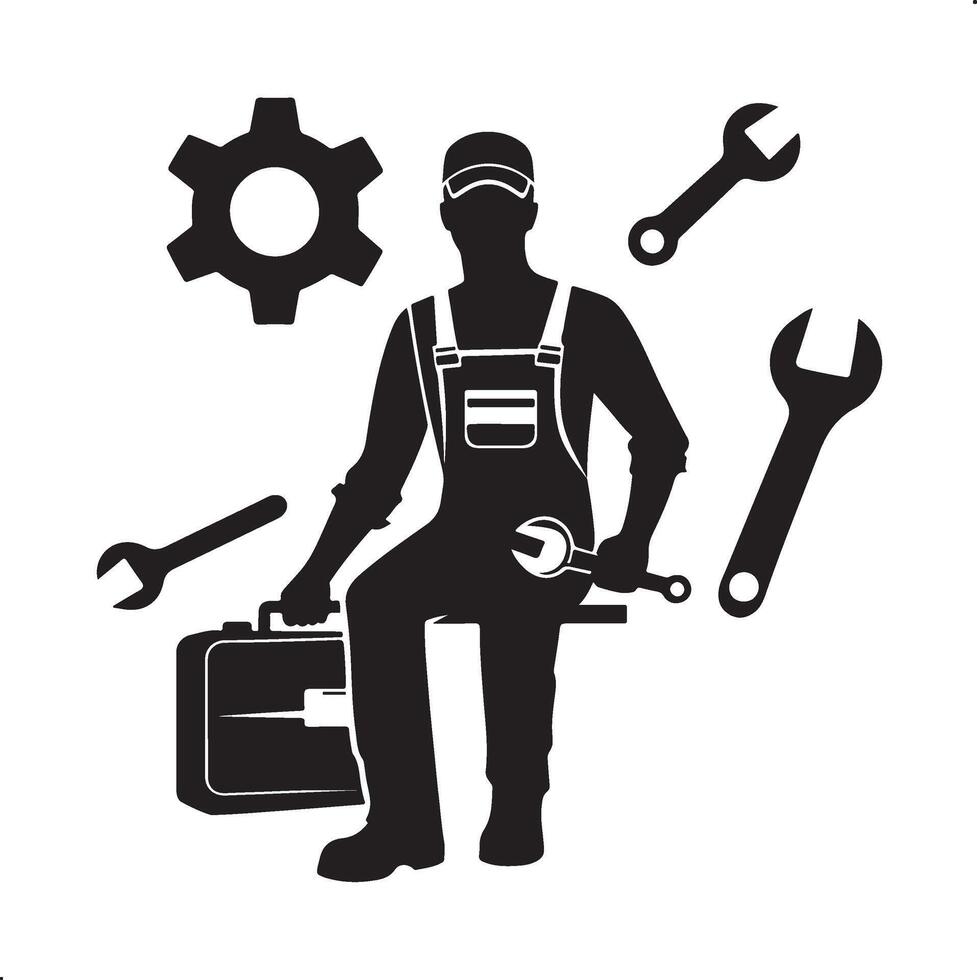 Technician Silhouette The Art of Vehicle Repair vector