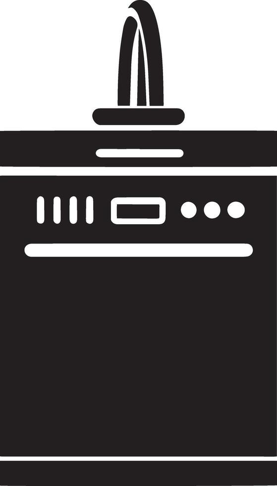 A black and white illustration of a dishwasher vector