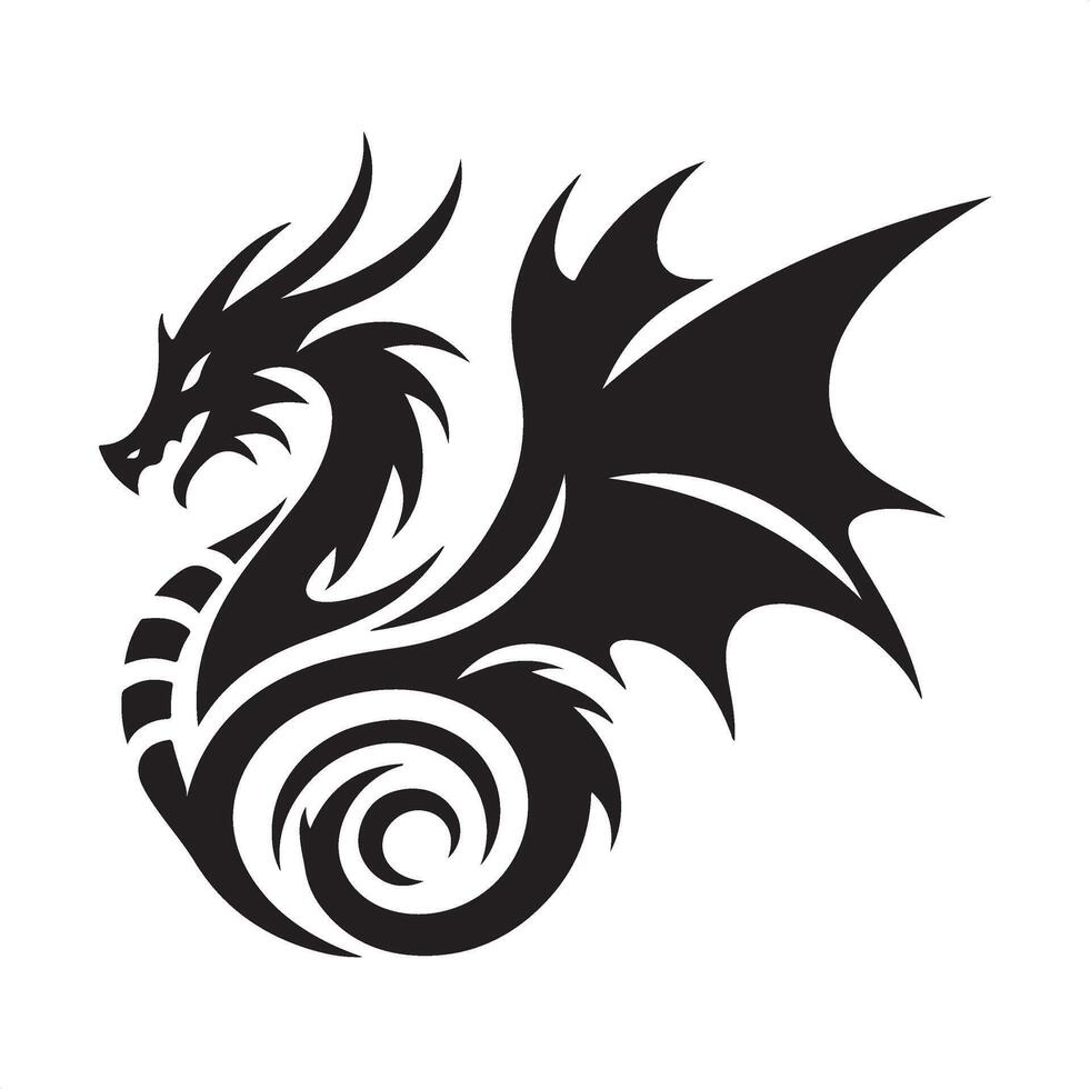 Dragon Body Silhouette for Creative Fantasy Projects vector