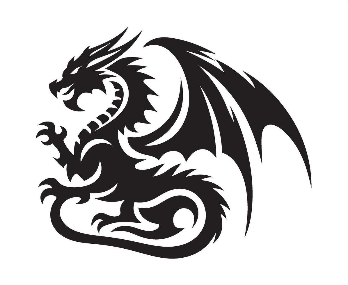 Epic Dragon Silhouette for Fantasy and Medieval Themes vector