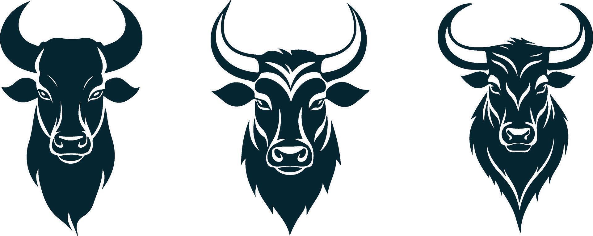 Bull in Profile Silhouette for Iconic Wildlife Illustrations vector
