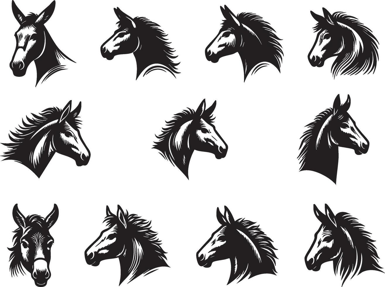 Rustic Mule Head for Farmyard-Themed Art vector