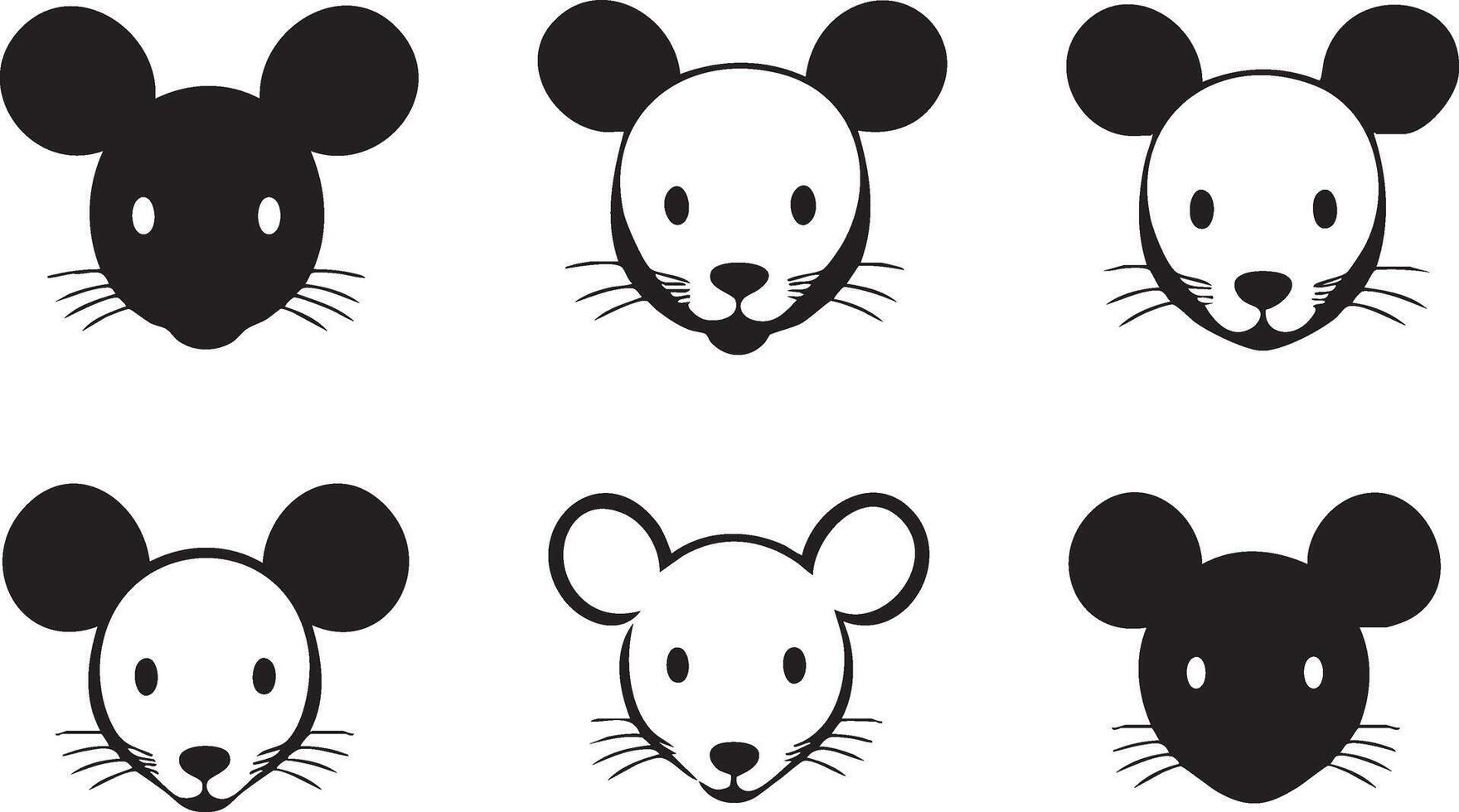 Cute Mouse Head Silhouette for Animal Illustrations vector