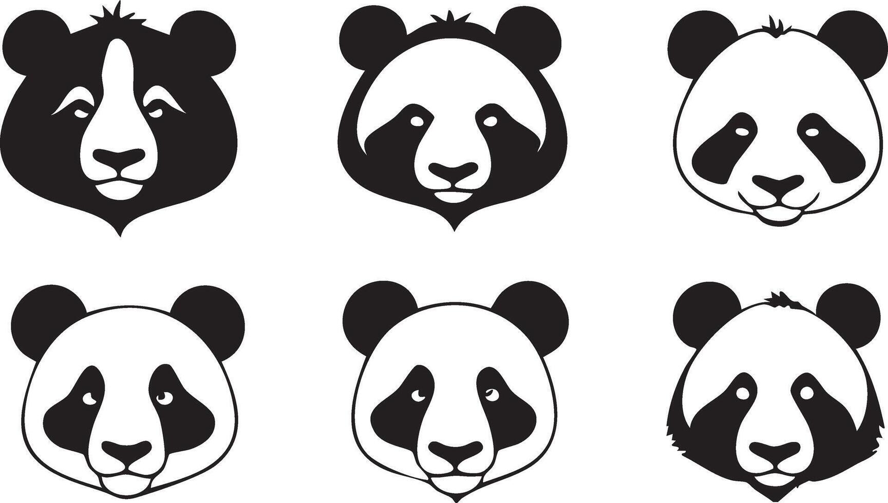 Bamboo-Loving Bear Head for Animal Art Projects vector
