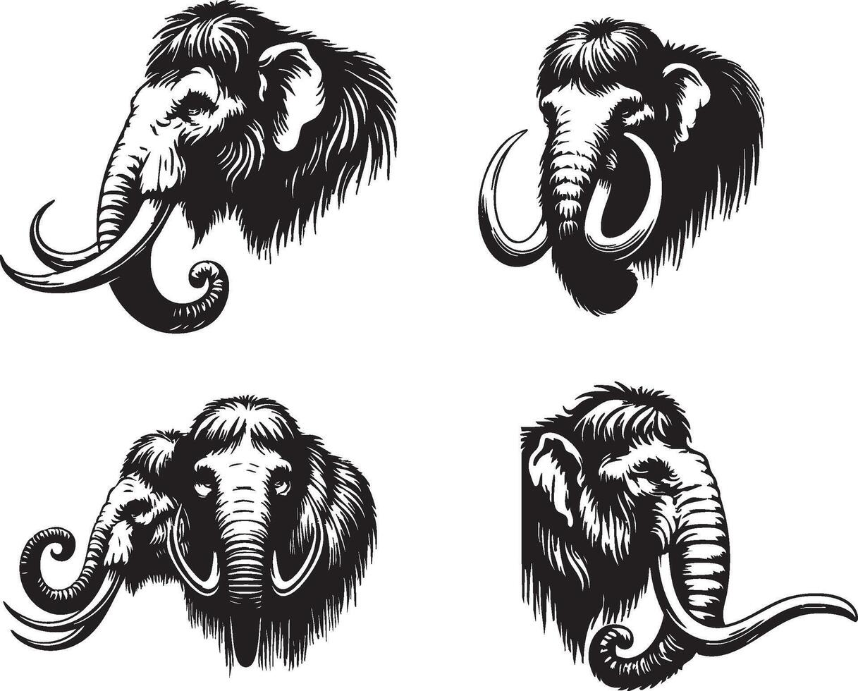 Artistic Mammoth Portrait for Historical Graphics vector