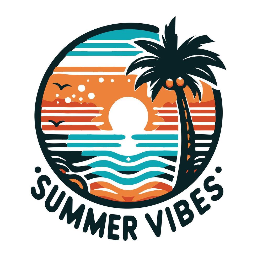 Summer vibes logo design vector