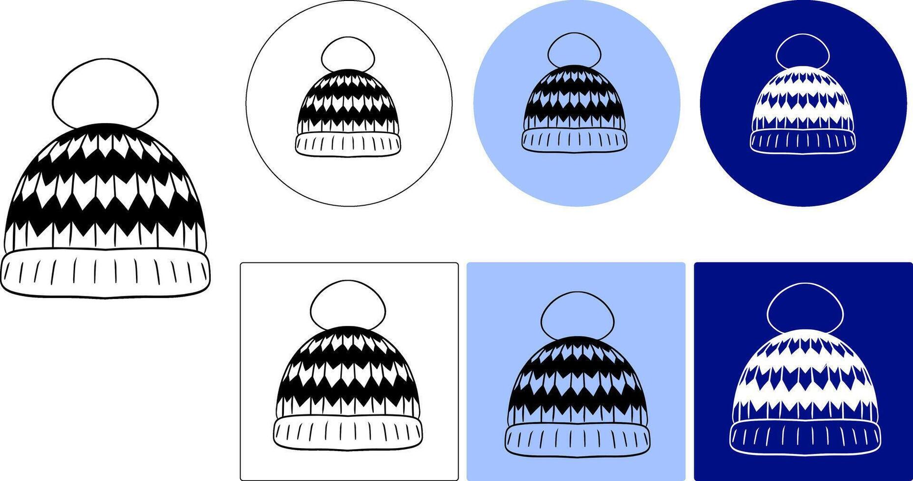 cool winter hat logo illustration template design. Graphic line vector