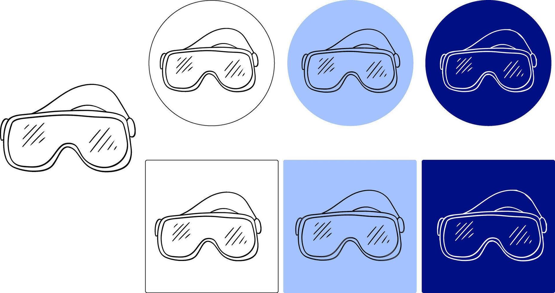 Skiing and Snowboard Goggles illustration. Graphic live logo. Sport object icon concept. Ski google eye protector design vector