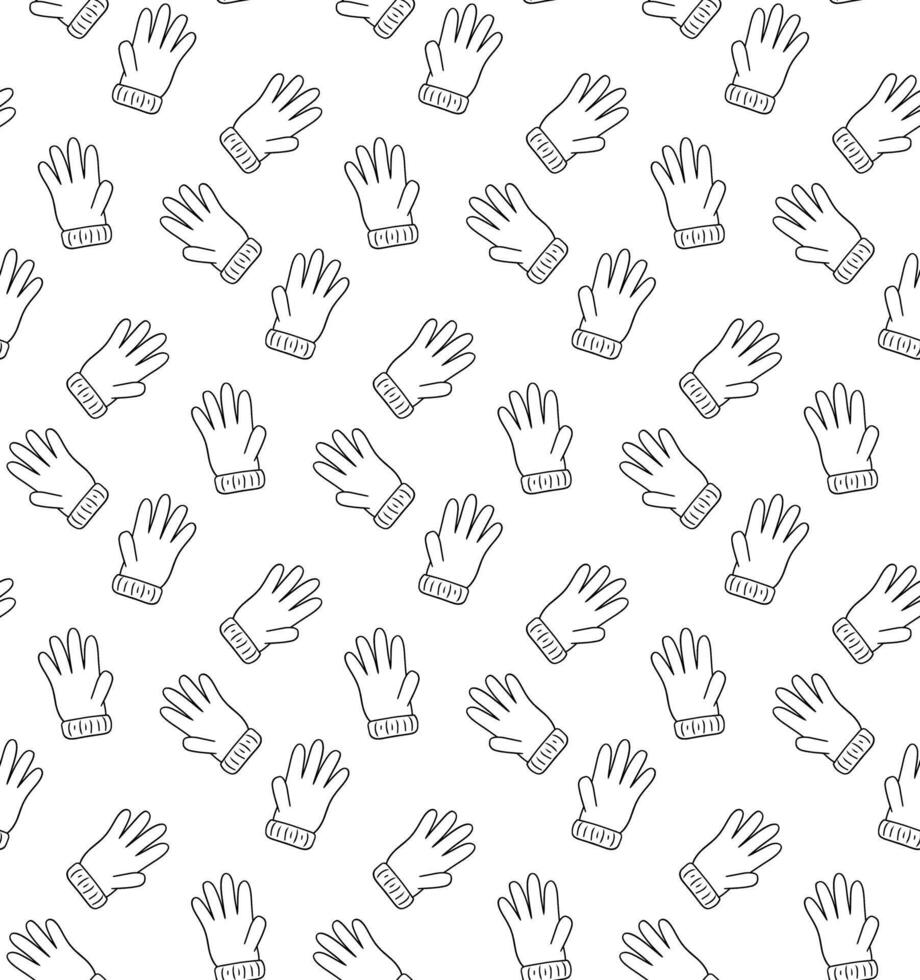 winter gloves seamless border on transparent background. design graphic line elements vector