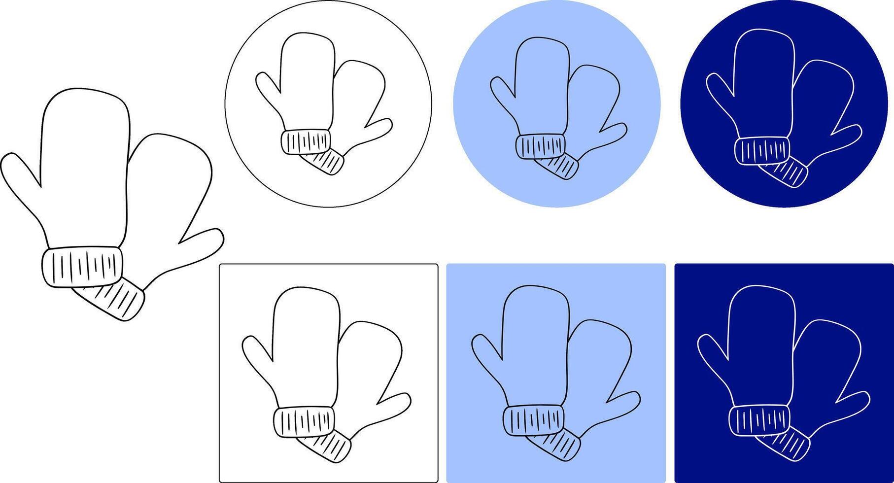 Hand-drawn minimalist illustration of cozy winter mittens. Graphic line logo. Perfect for decorations, crafting projects, and seasonal designs. Simple black outline art suitable creative use vector