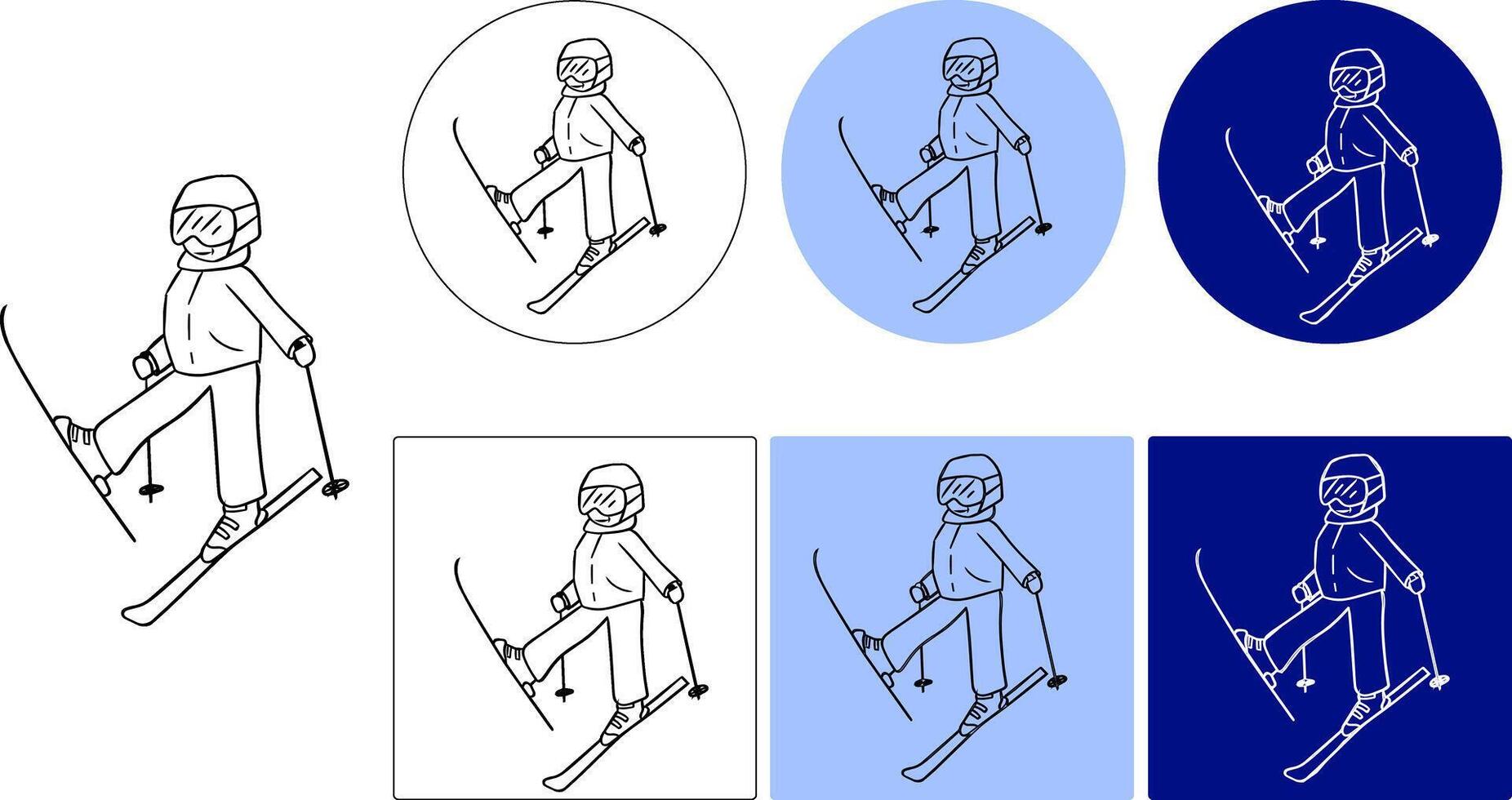 Illustration graphic line of Skier logo icon. Perfect for sign, symbols, profiles, skier logo, etc. Unique and simple design. vector