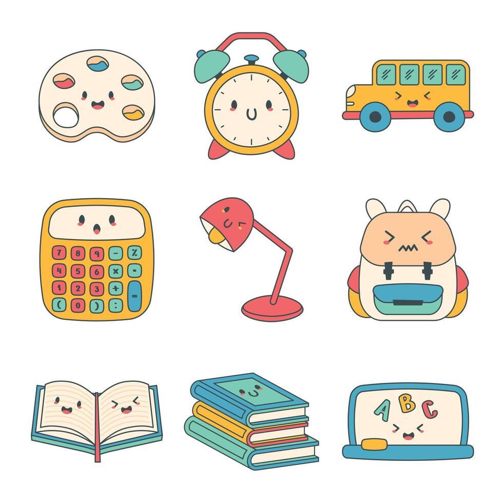 Chibi Student Stickers Pack vector