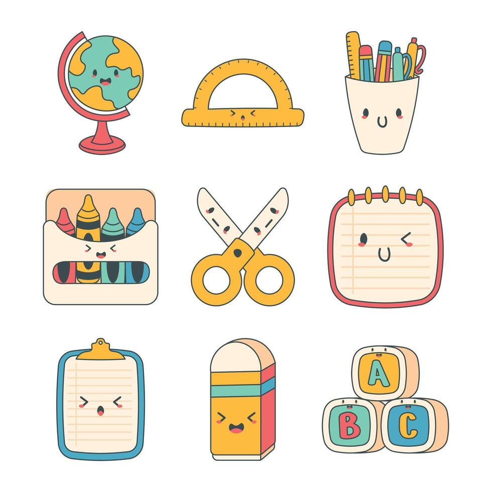 Chibi Student Sticker Illustration Pack V2 vector