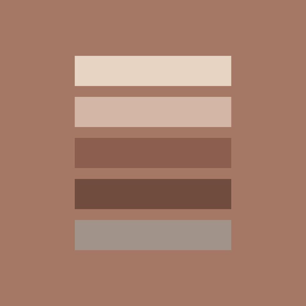 A Mocha Mousse color palette . The palette has six different shades of brown. The shades are arranged in a row vector