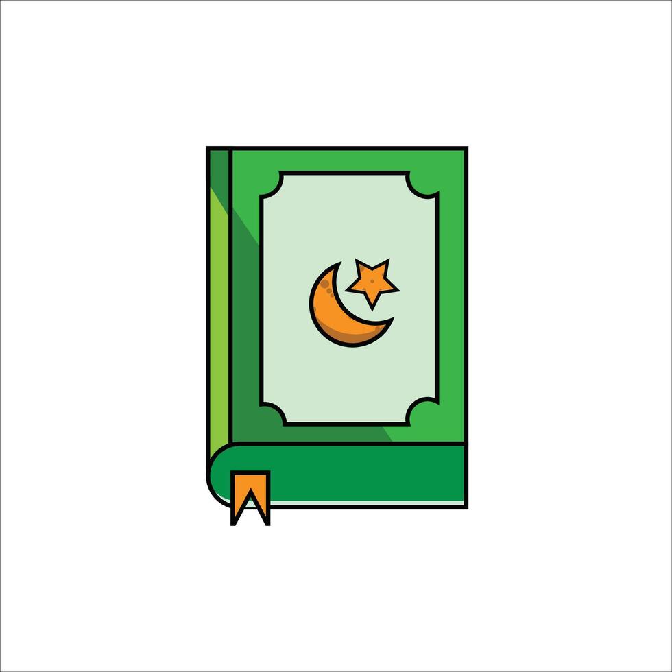 a green book with a crescent and star on it vector