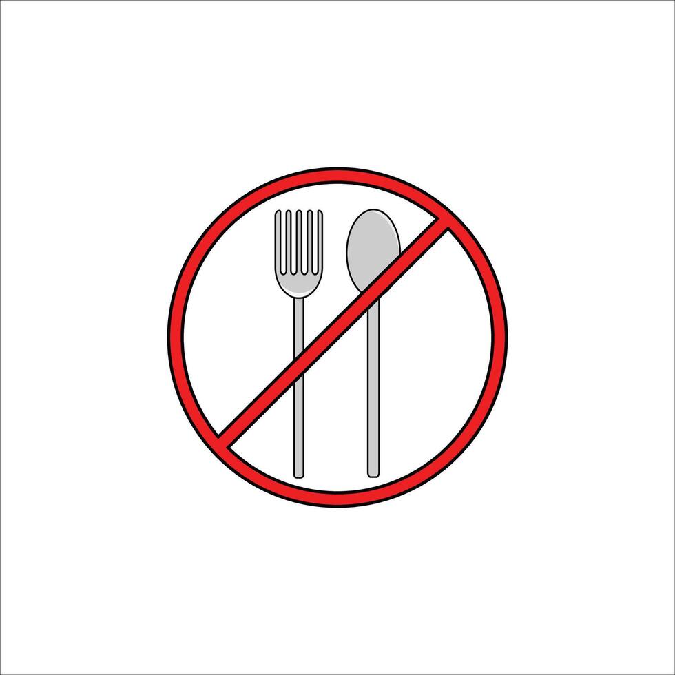 no fork and spoon icon on white background vector