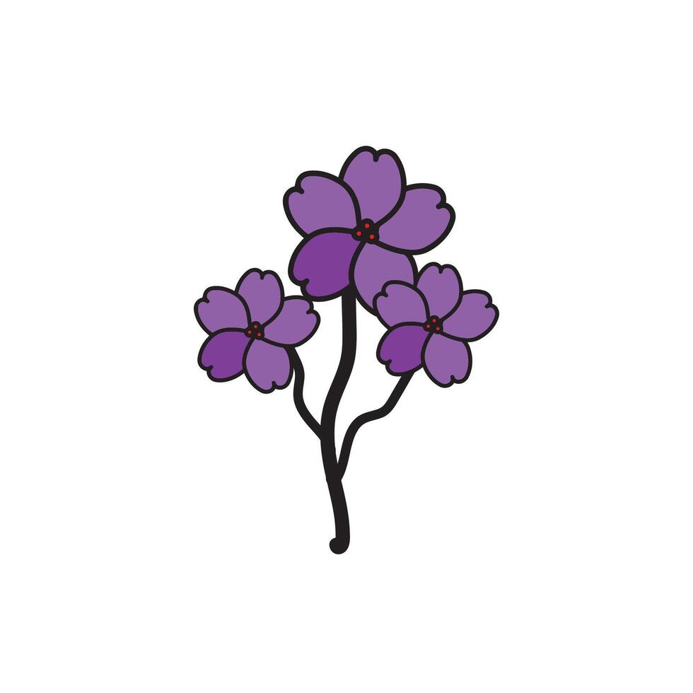 a purple flower is shown in a cartoon style vector
