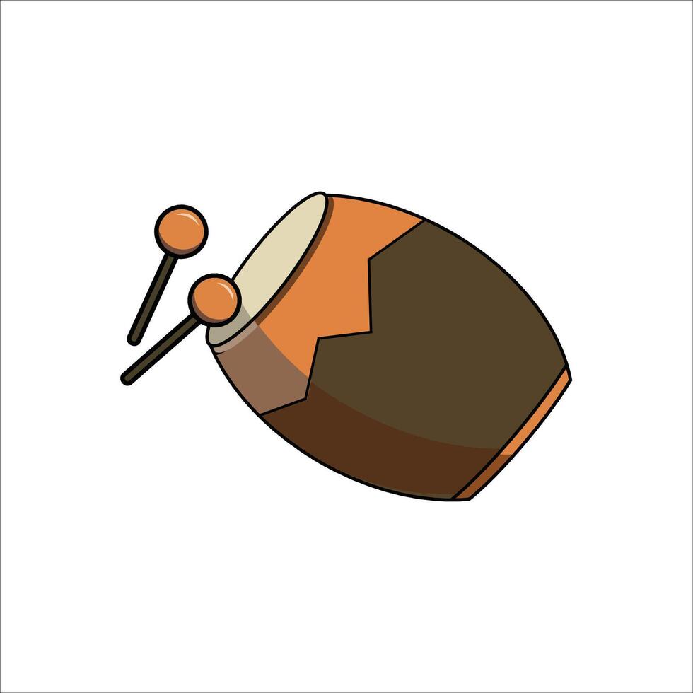 a drum icon with two sticks on top of it vector