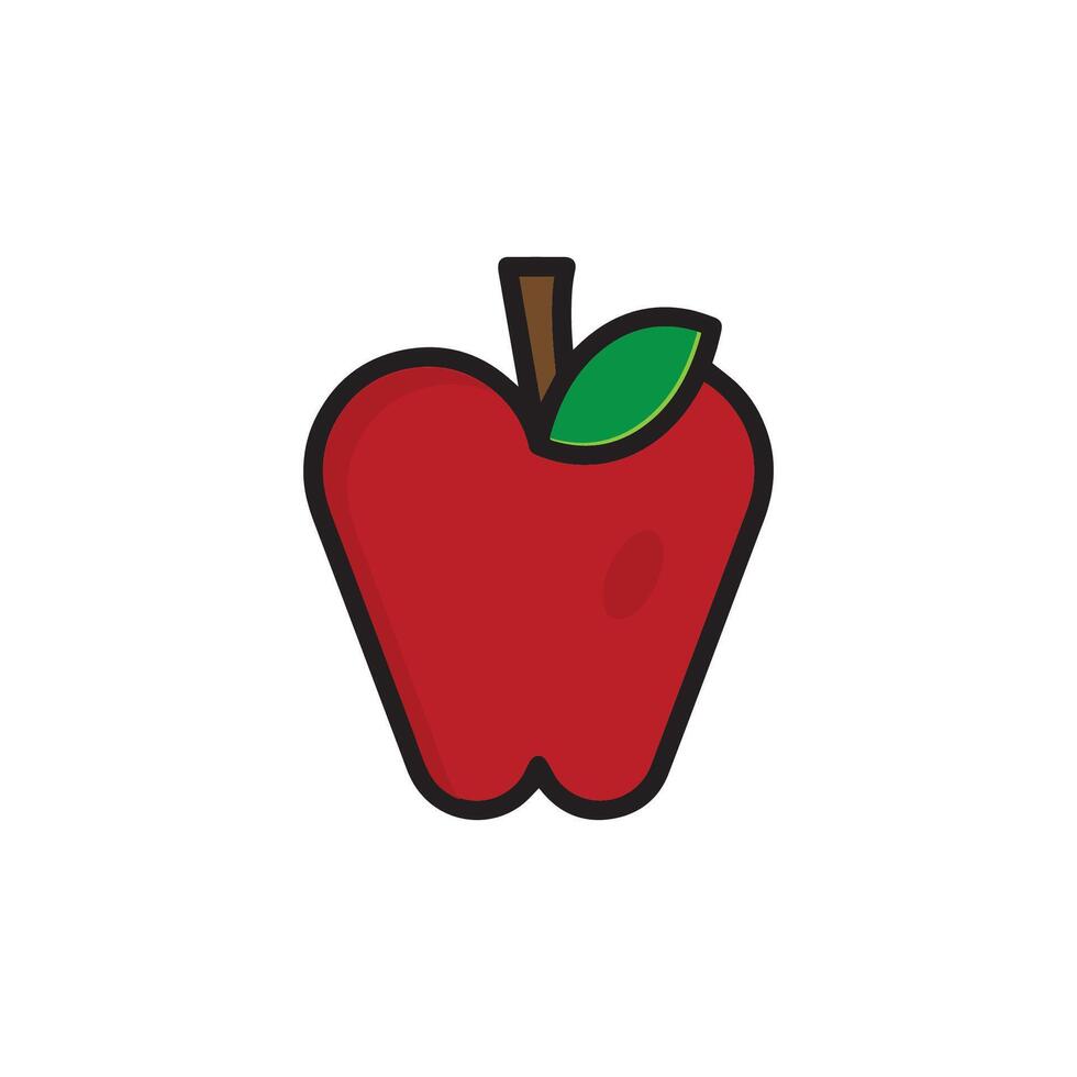 red apple with green leaves vector