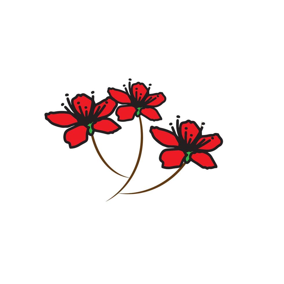 red flowers on a white background vector