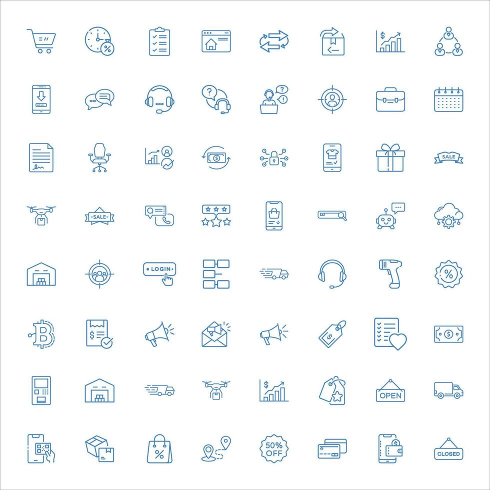 Modern E-commerce and Business Icon Pack vector