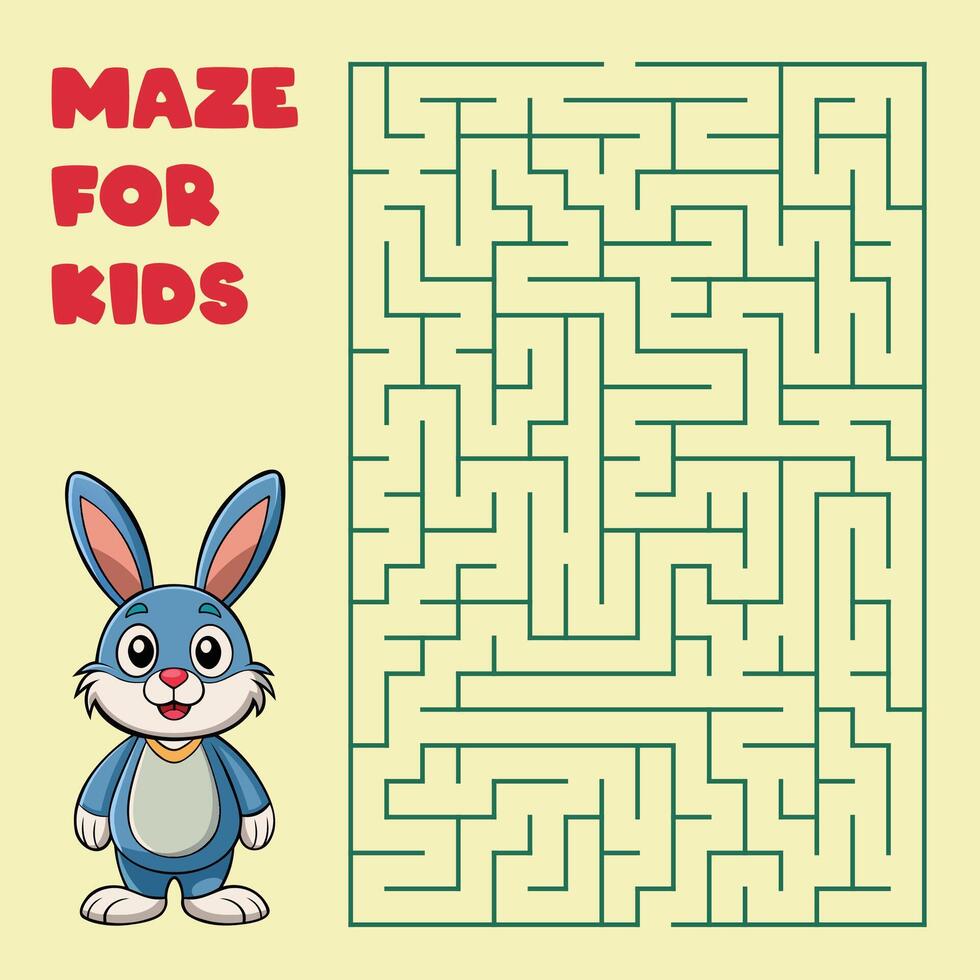 Fun Maze Game for Kids Featuring a Cute Cartoon Rabbit Character vector