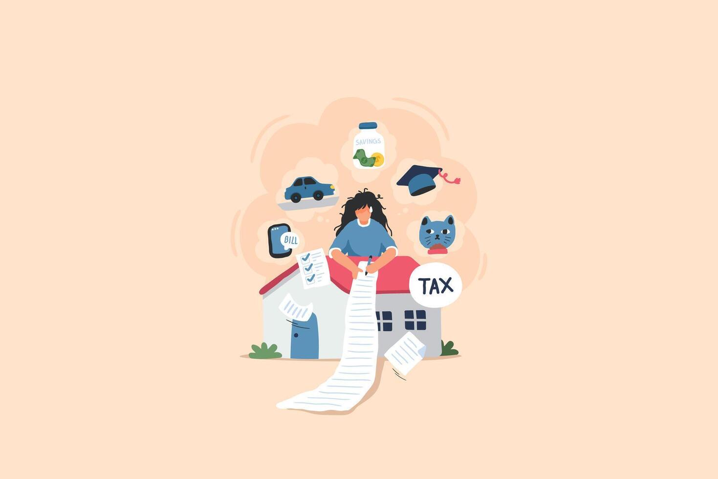 Managing Financial Burdens. Balancing Home Loans and Expenses vector
