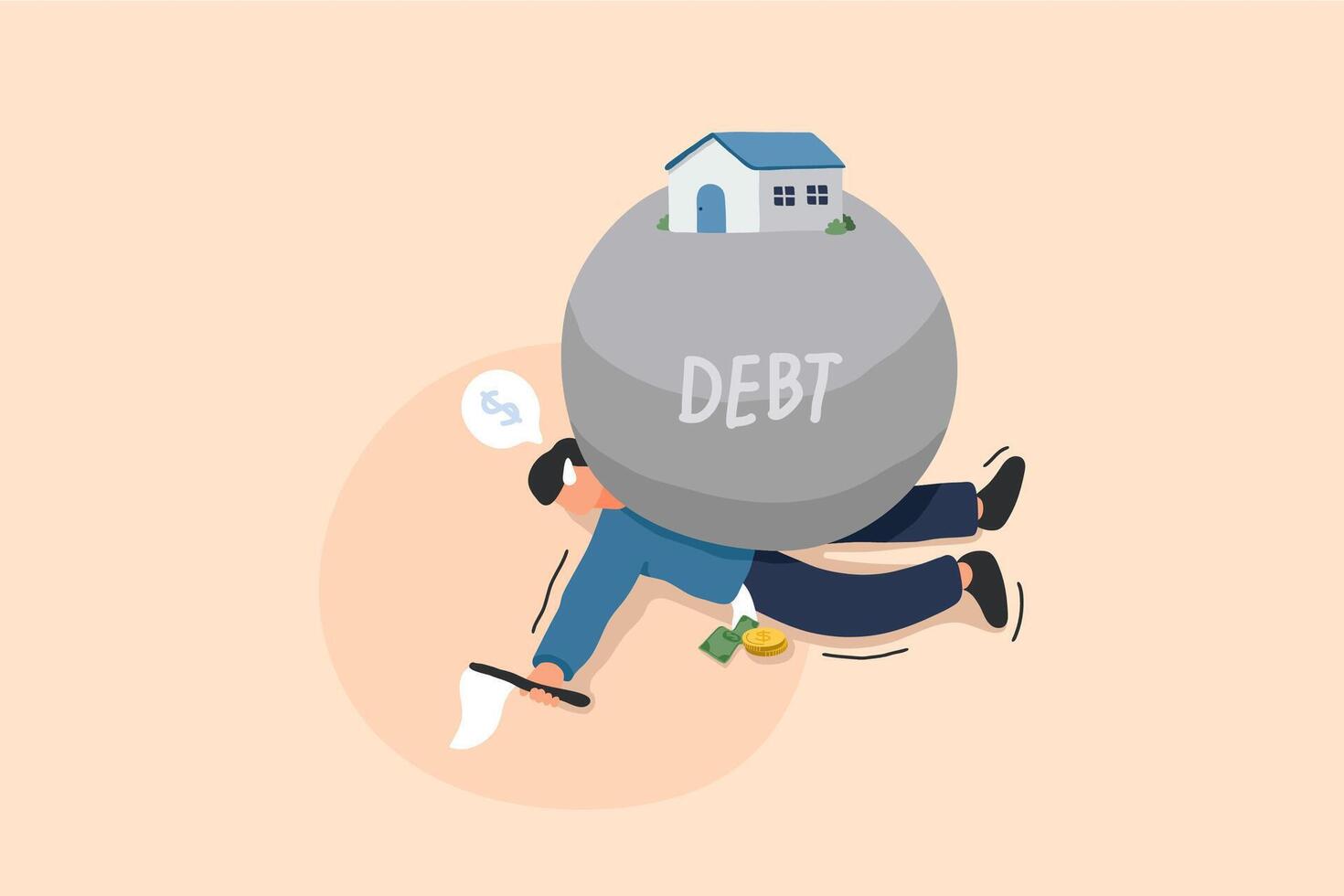 Crushing Debt. When Your Dream Home Becomes a Burden. vector