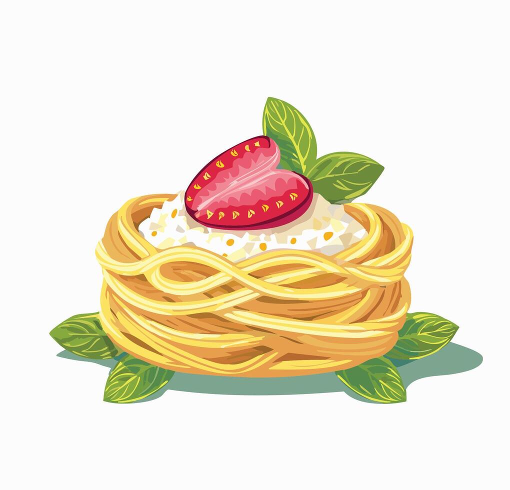 A delicious and sweet cake with strawberries on top vector