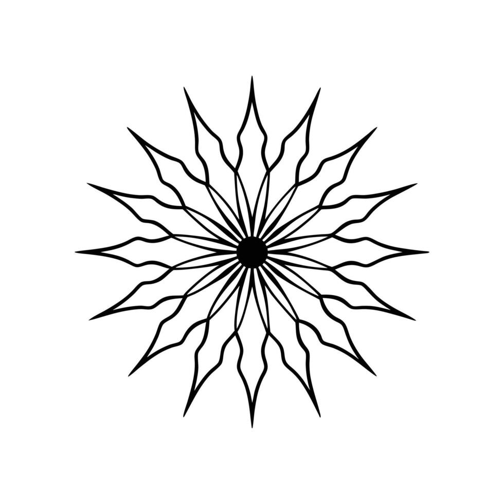 Black and White Sunburst Pattern Decorative Symmetrical Design for Abstract Art vector