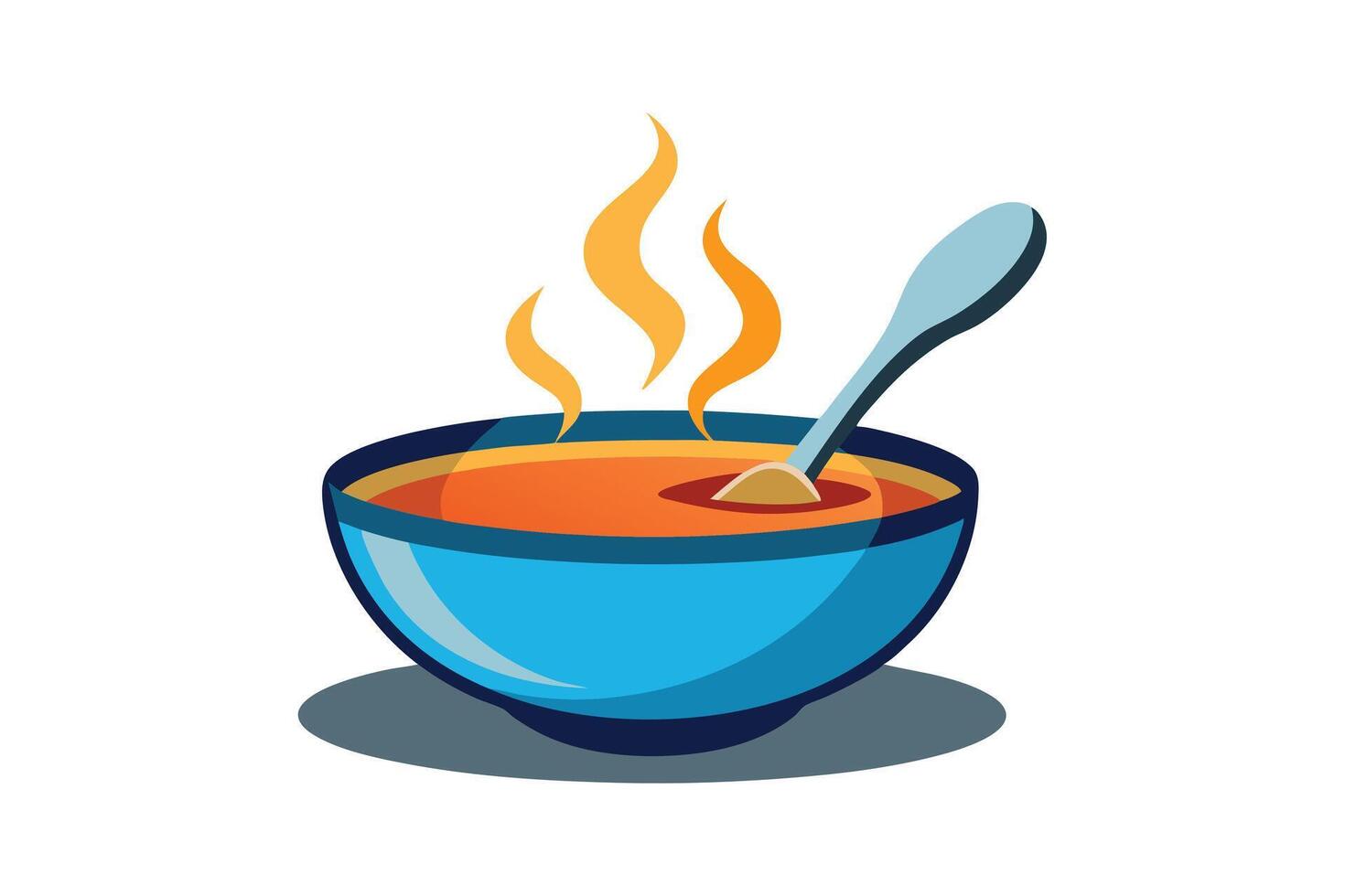 Hot Soup Bowl Illustration Blue and Warm Art for Kitchen and Gourmet Graphics vector