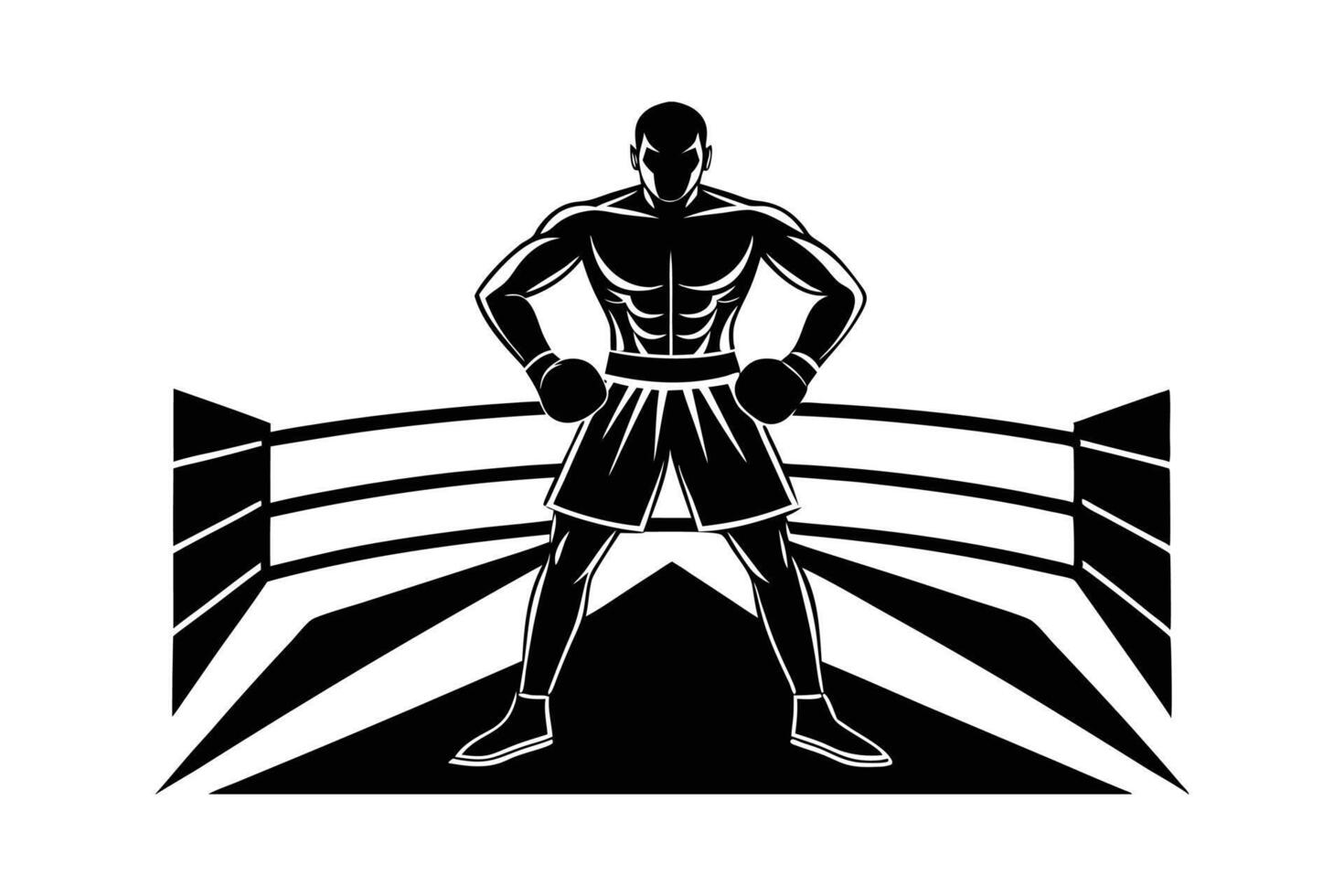 Martial Arts Boxer Illustration Bold Silhouette in Action Pose for Sports Graphic Design vector