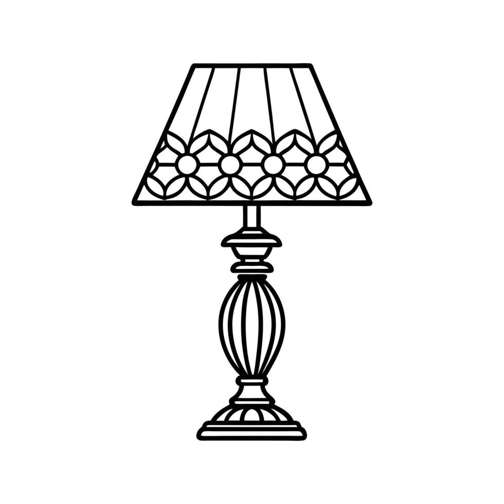 Elegant Lamp Line Art Minimalist Table Lamp Illustration for Interior and Lighting Design vector