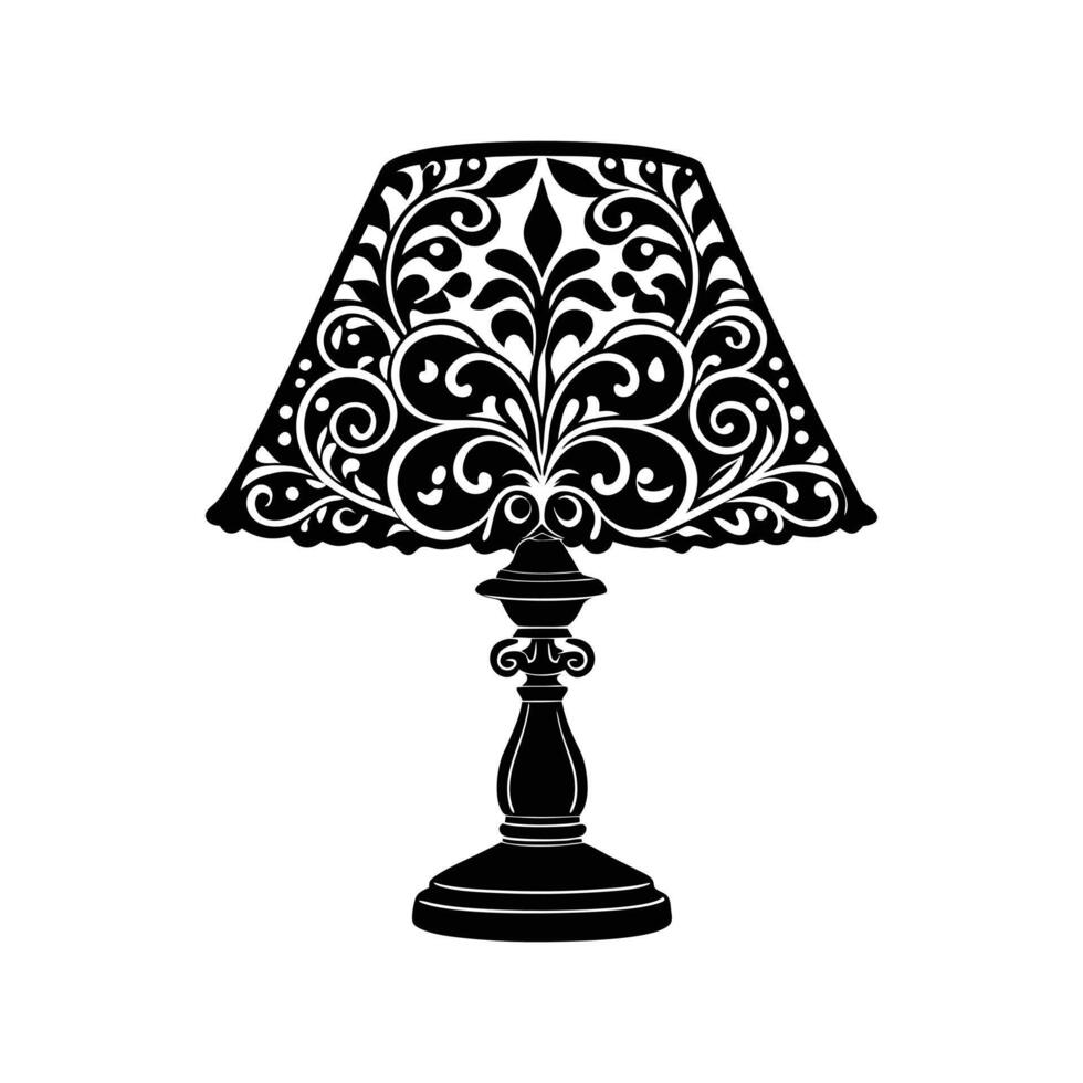 Ornamental Floral Lamp Design Classic Table Lamp Illustration for Luxury Home Interiors vector