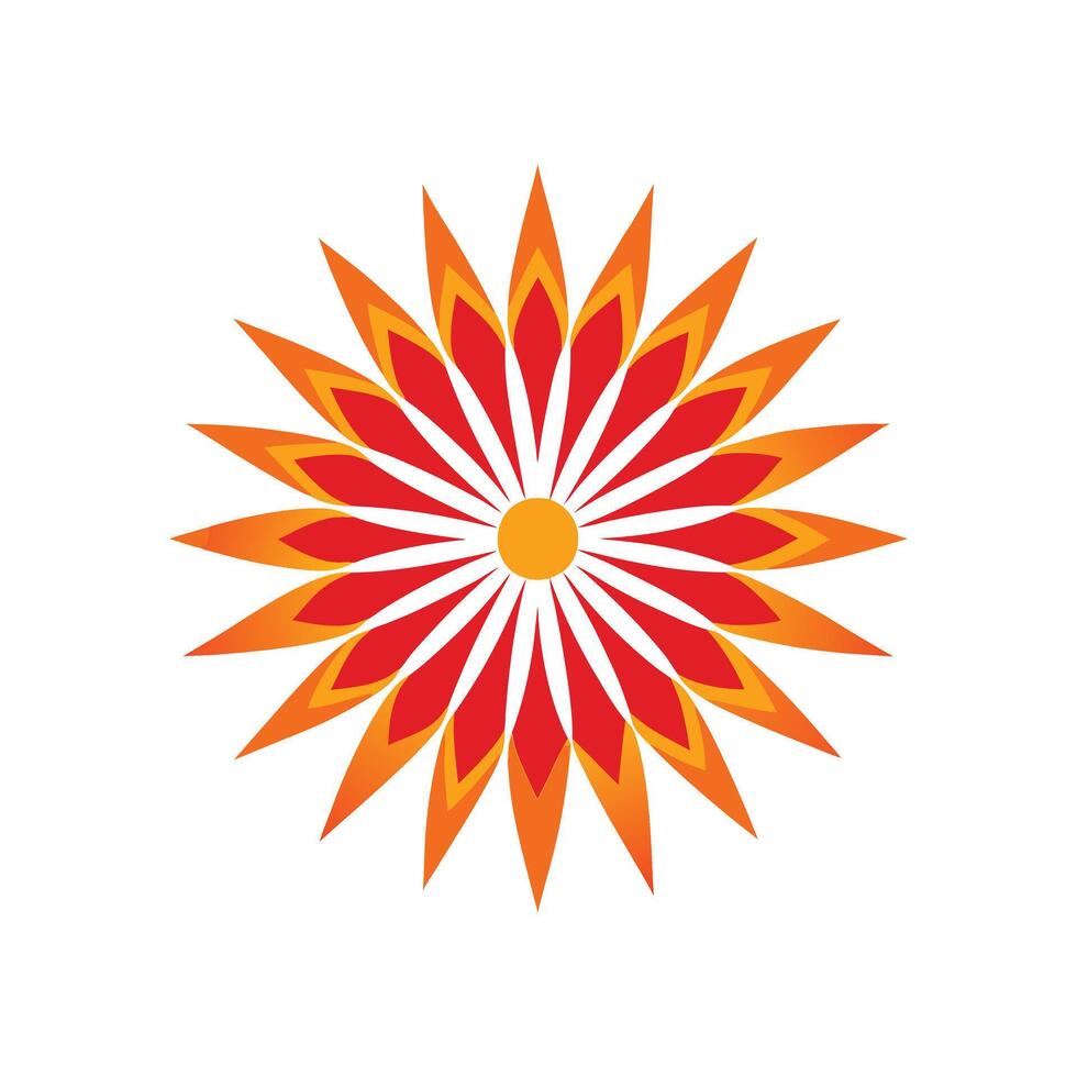 Vibrant Sunburst Illustration Bright Red and Orange Sun Art for Graphic Design Use vector