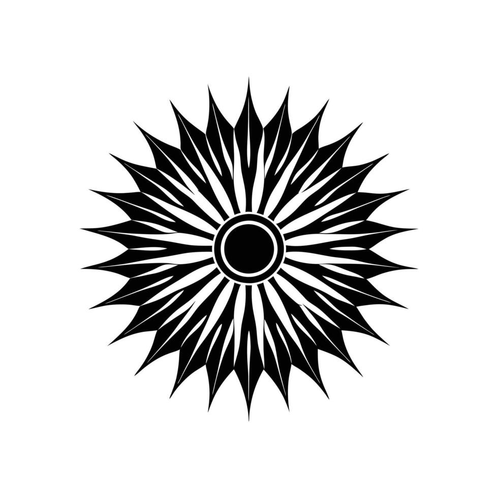 Artistic Sunburst Pattern Black and White Decorative Design with Abstract Symmetry vector
