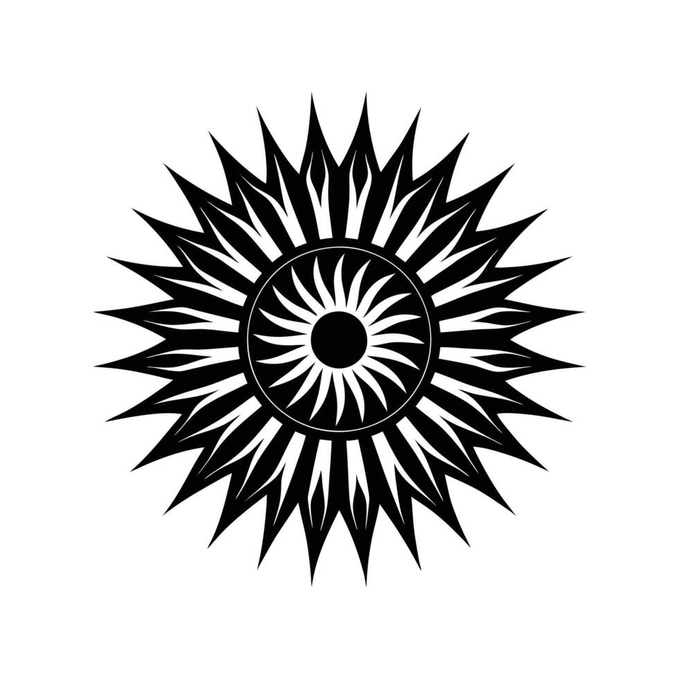 Decorative Symmetrical Sunburst Black and White Abstract Design for Artistic Projects vector
