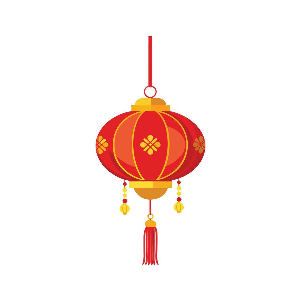 Elegant Red and Gold Lantern Illustration Classic Chinese for Cultural Festivals vector