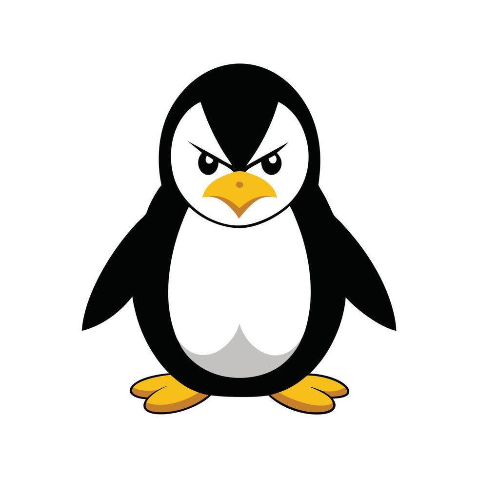 Cute Angry Penguin Illustration Bold and Stylish Cartoon Character Art vector
