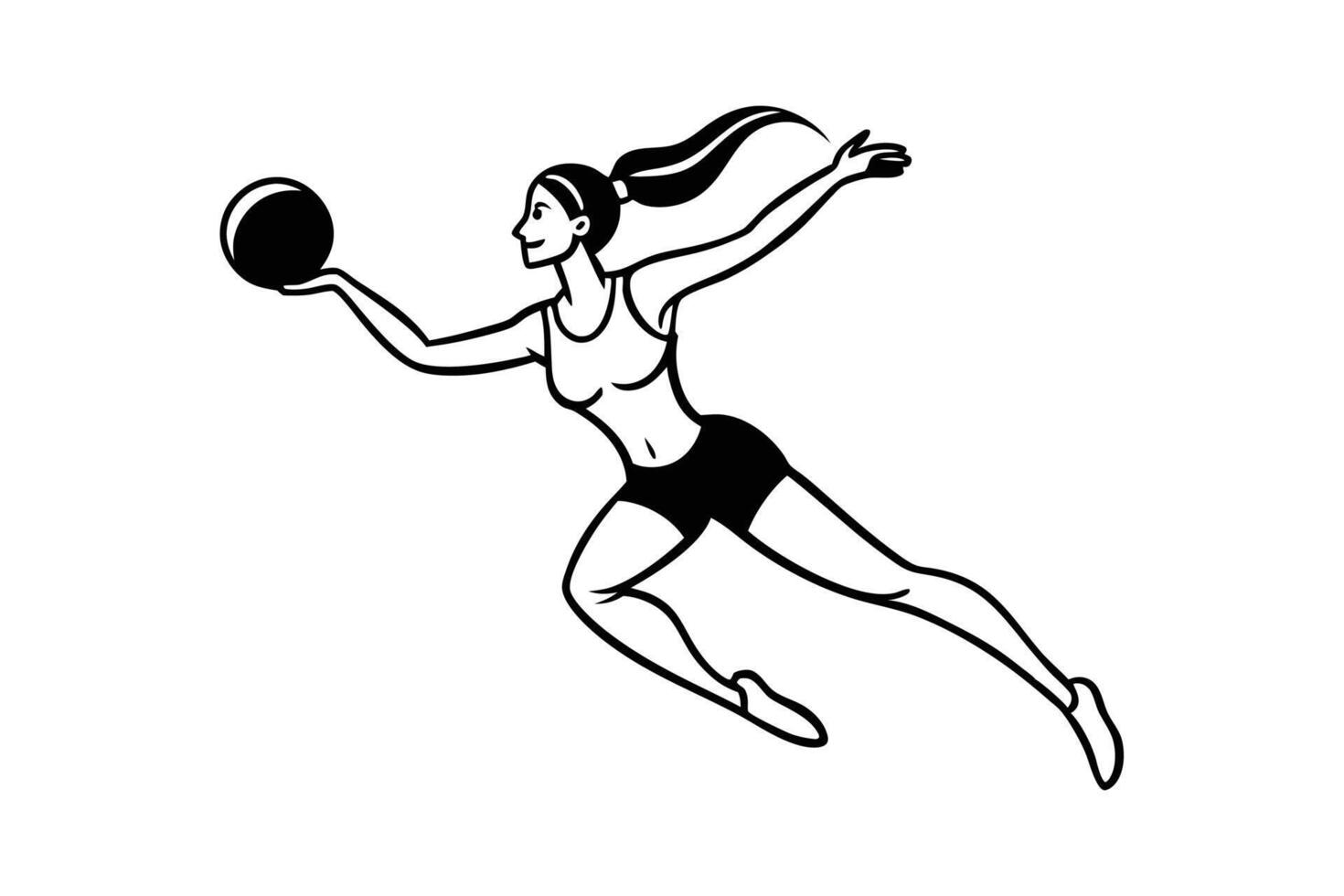 Powerful Female Athlete Silhouette Dynamic Action Pose for Sports and Graphic Design Projects vector