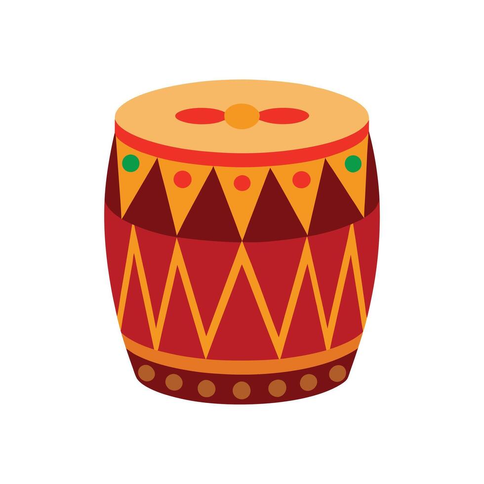Traditional Drum Illustration Bright and Colorful Cultural Instrument with Ornate Patterns vector