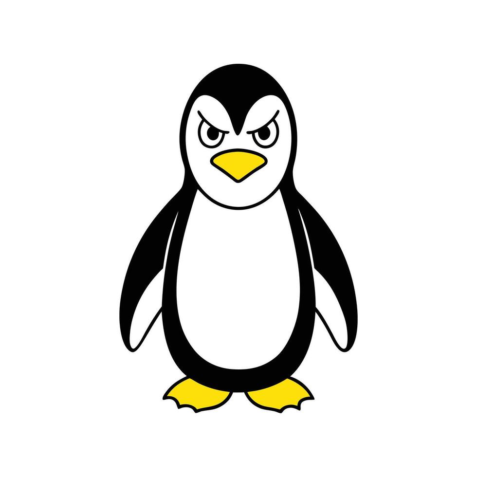 Playful Angry Penguin Cartoon Fun and Creative Arctic Bird Design for Winter Themes vector