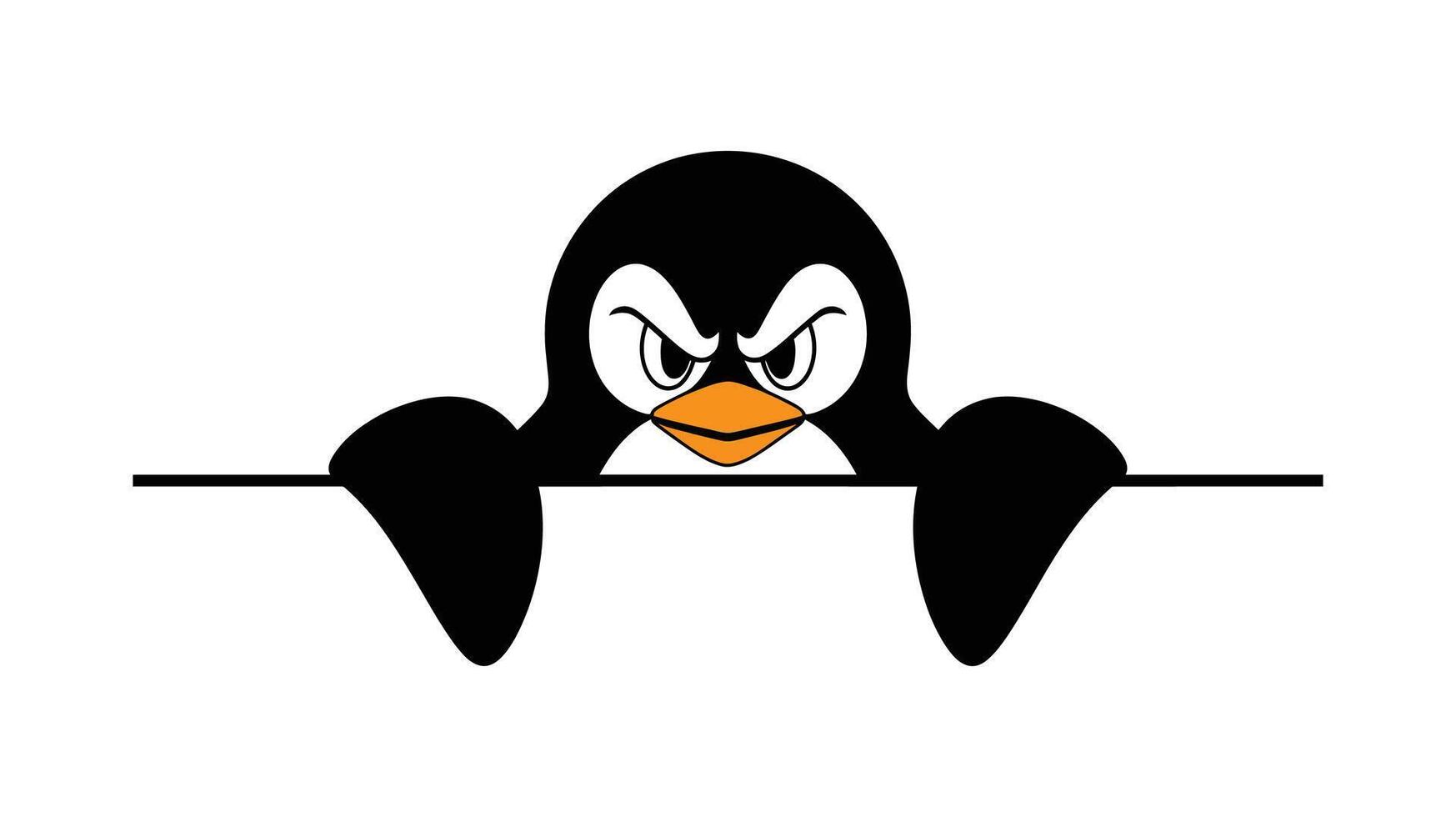 Peeking Penguin Illustration Angry Cartoon Design with Playful and Bold Attitude vector