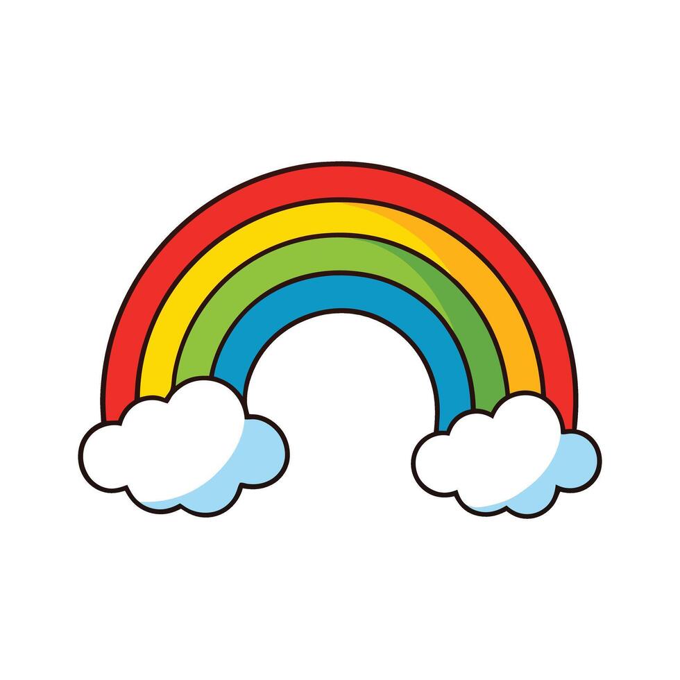 Whimsical Rainbow and Clouds Illustration Bright and Cheerful Design for Kids' Art Projects vector