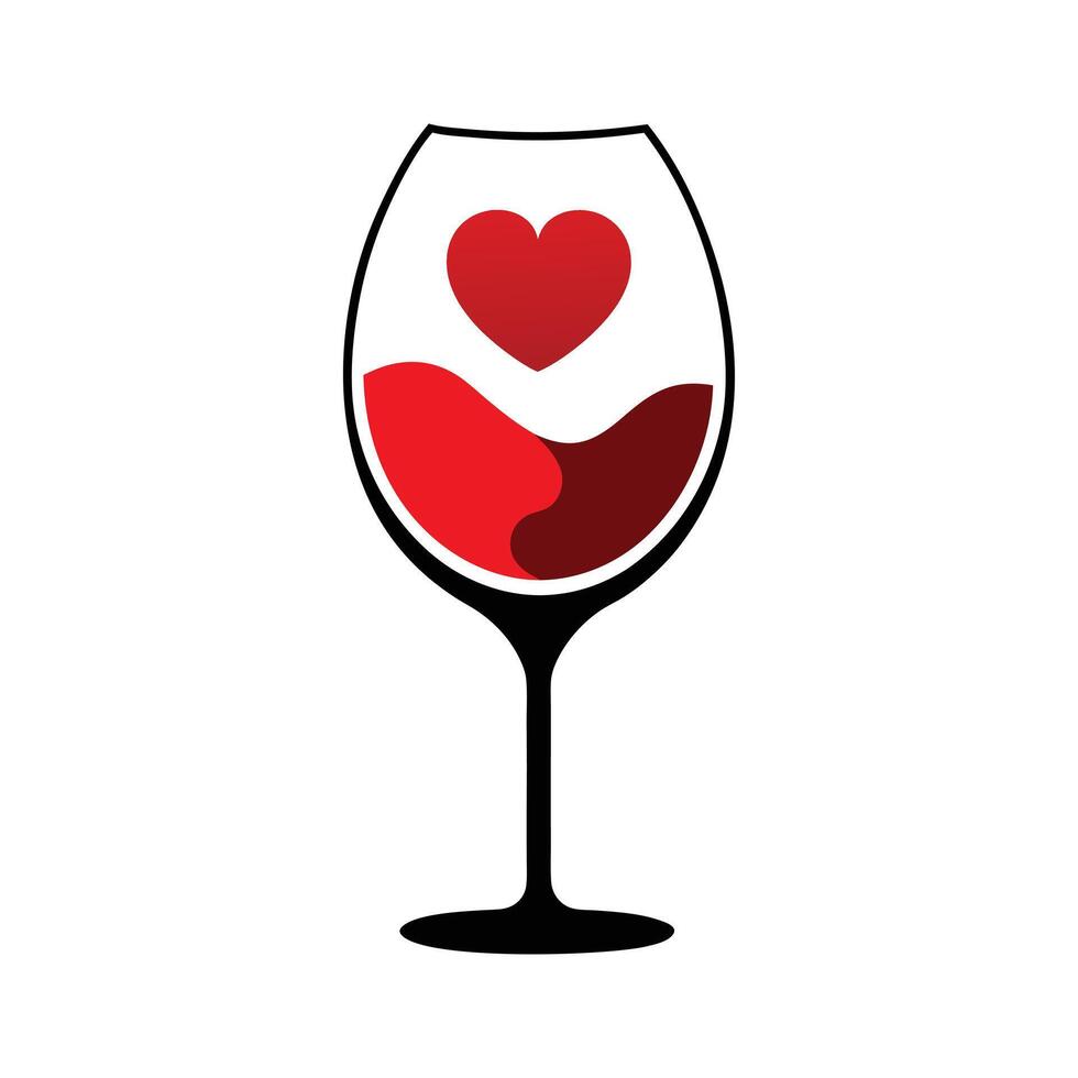 Wine Glass and Heart Illustration Sleek and Modern Art for Valentine and Passion Themes vector