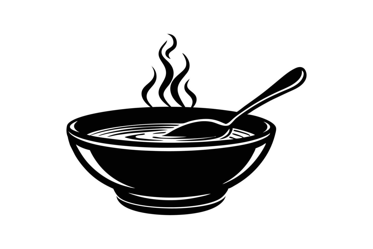 Hot Soup Line Art Black and White Minimalist Bowl Illustration for Kitchen and Dining Concepts vector